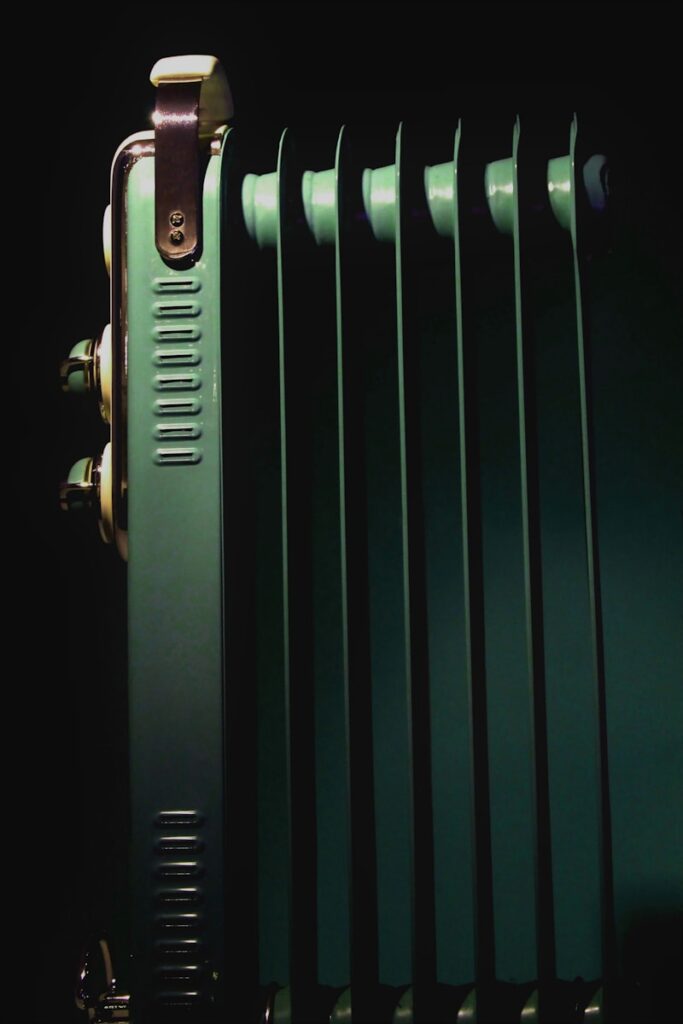 a close up of a radiator in the dark